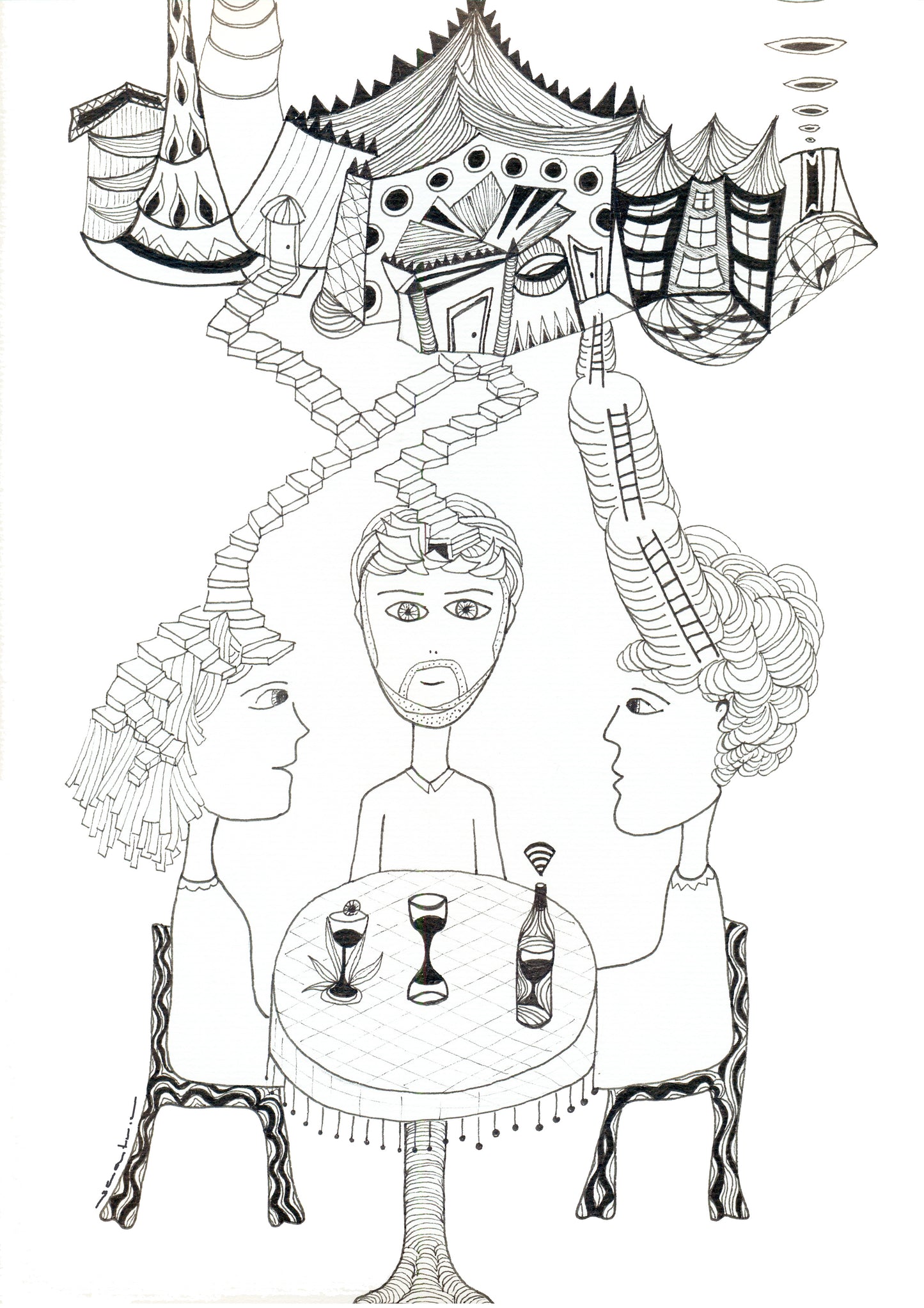 Conversation à trois - Impression d'art