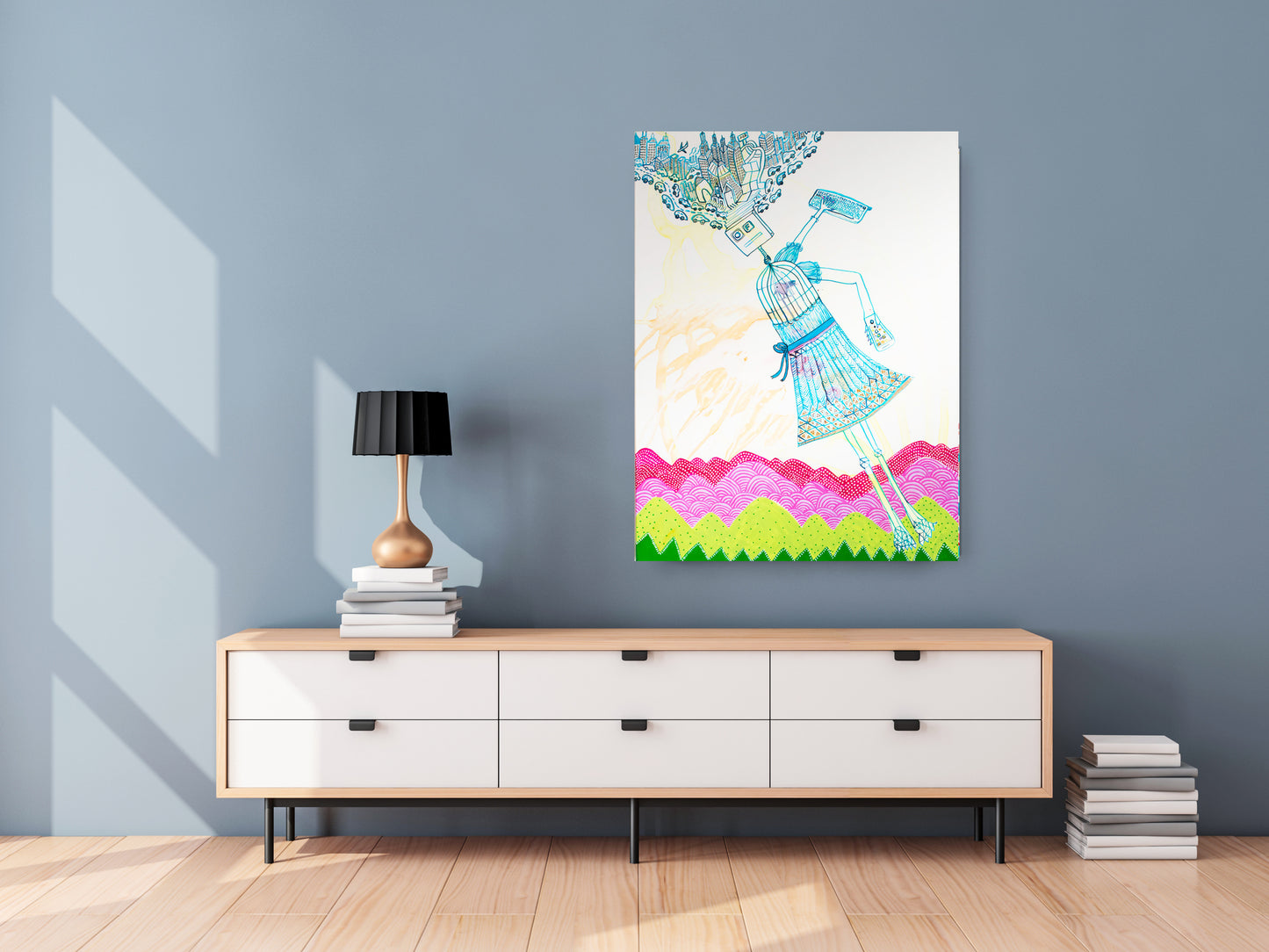 Maquinita la mandona - Pintura grande original